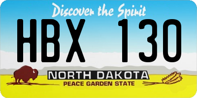 ND license plate HBX130