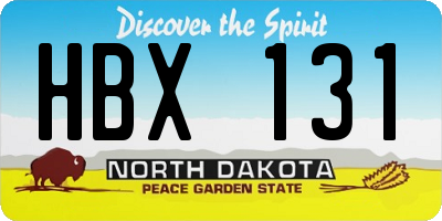 ND license plate HBX131