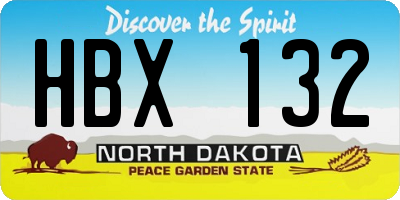 ND license plate HBX132