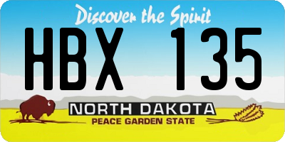 ND license plate HBX135