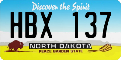 ND license plate HBX137