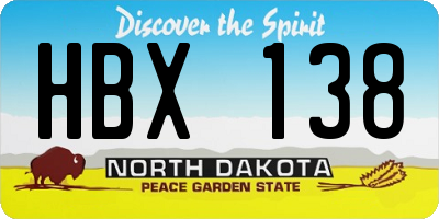 ND license plate HBX138