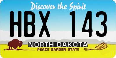 ND license plate HBX143