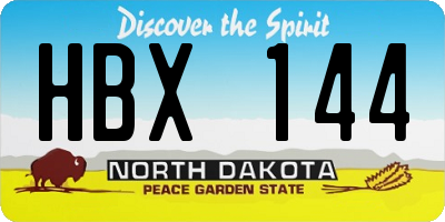 ND license plate HBX144