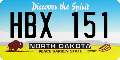 ND license plate HBX151