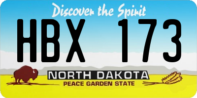 ND license plate HBX173