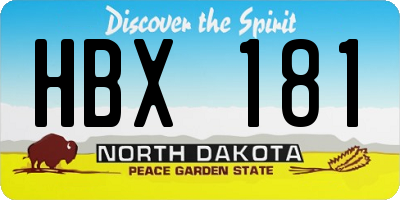 ND license plate HBX181