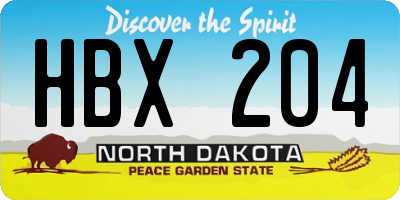 ND license plate HBX204