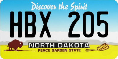 ND license plate HBX205