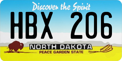 ND license plate HBX206