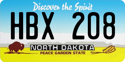 ND license plate HBX208