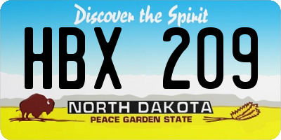 ND license plate HBX209