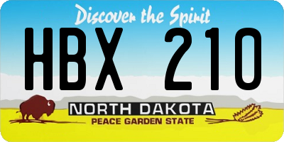 ND license plate HBX210