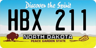 ND license plate HBX211