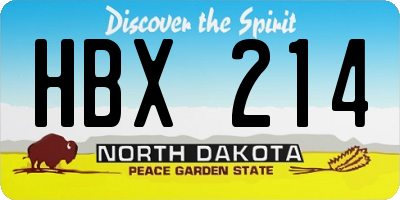 ND license plate HBX214