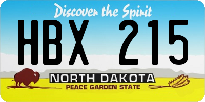 ND license plate HBX215