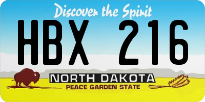 ND license plate HBX216