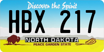 ND license plate HBX217