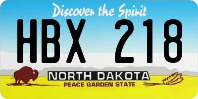 ND license plate HBX218