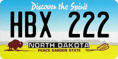 ND license plate HBX222