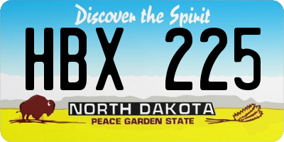 ND license plate HBX225