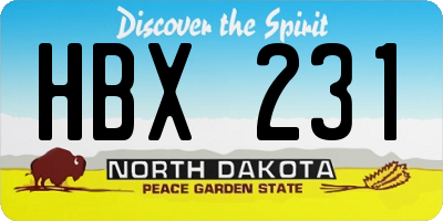 ND license plate HBX231