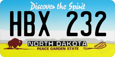 ND license plate HBX232