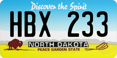 ND license plate HBX233