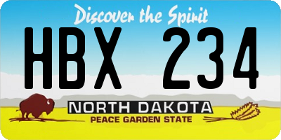 ND license plate HBX234