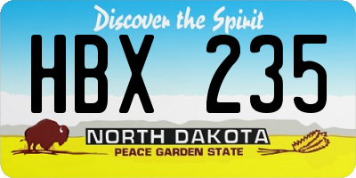 ND license plate HBX235