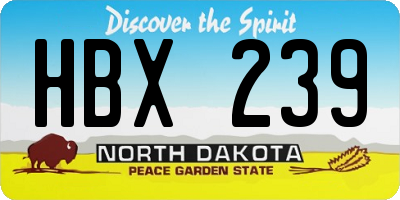 ND license plate HBX239