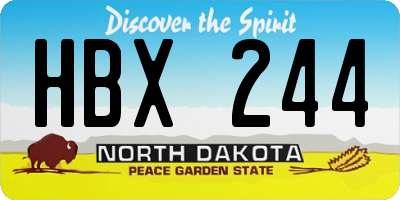 ND license plate HBX244