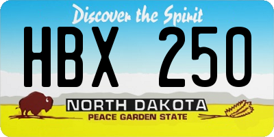 ND license plate HBX250