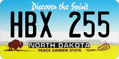 ND license plate HBX255