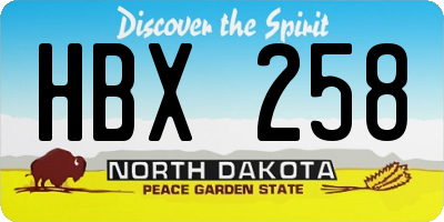 ND license plate HBX258