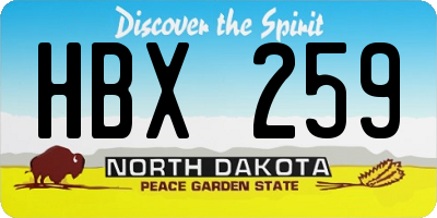 ND license plate HBX259