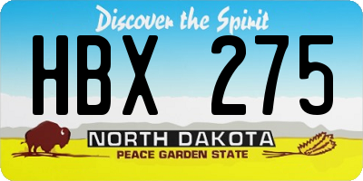 ND license plate HBX275