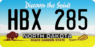 ND license plate HBX285