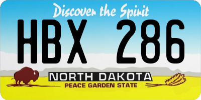 ND license plate HBX286