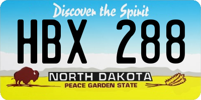 ND license plate HBX288