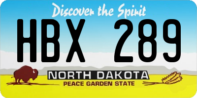 ND license plate HBX289