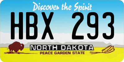 ND license plate HBX293