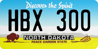 ND license plate HBX300