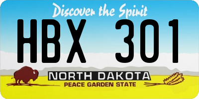 ND license plate HBX301