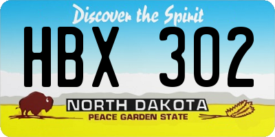 ND license plate HBX302