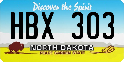 ND license plate HBX303