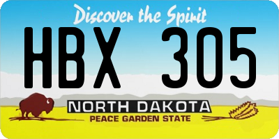 ND license plate HBX305