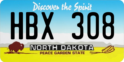 ND license plate HBX308