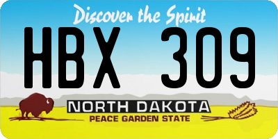 ND license plate HBX309