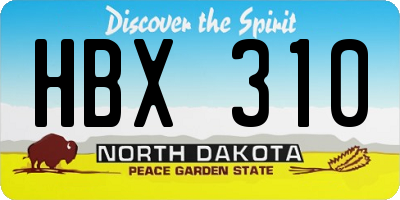 ND license plate HBX310